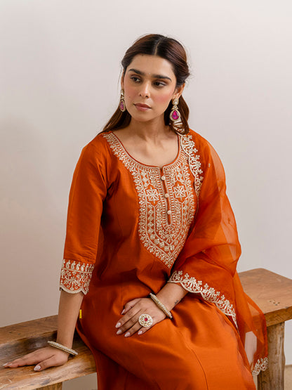 Saanvi - Sequins Silk Blend Kurta Set