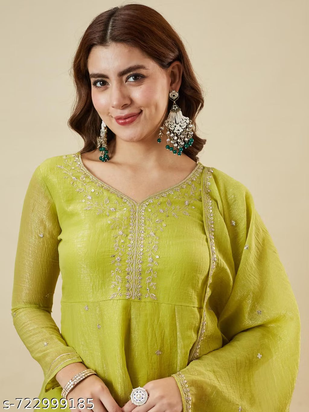 Silk Peplum Kurta & Palazzo Set with Zari Dupatta