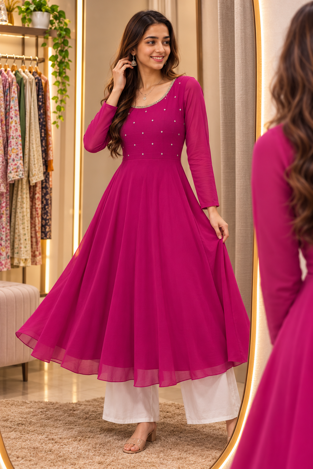Embroidered Georgette Anarkali Kurta