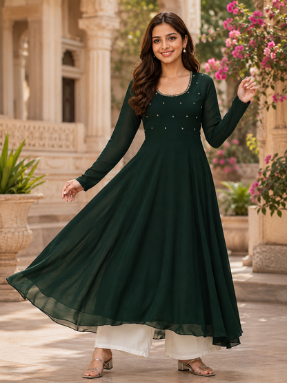 Embroidered Georgette Anarkali Kurta