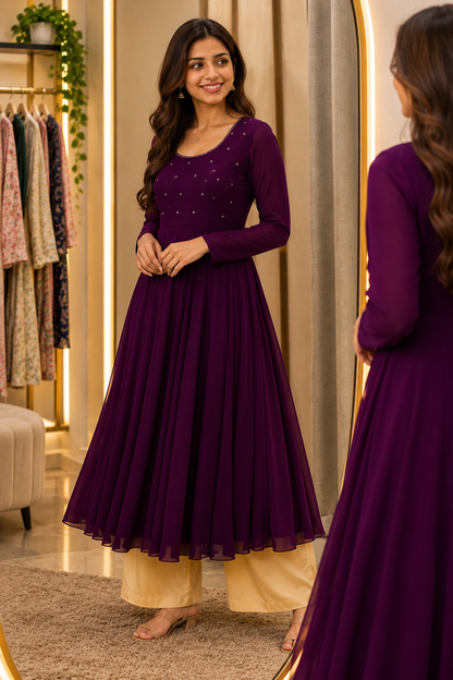 Embroidered Georgette Anarkali Kurta