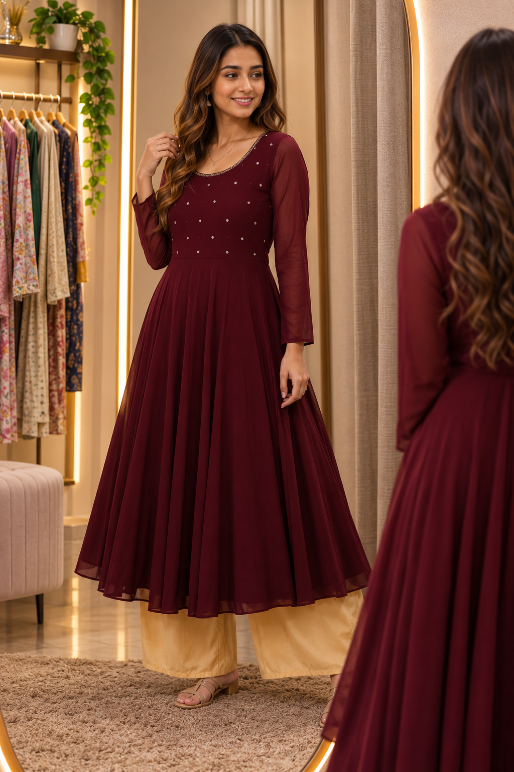 Embroidered Georgette Anarkali Kurta