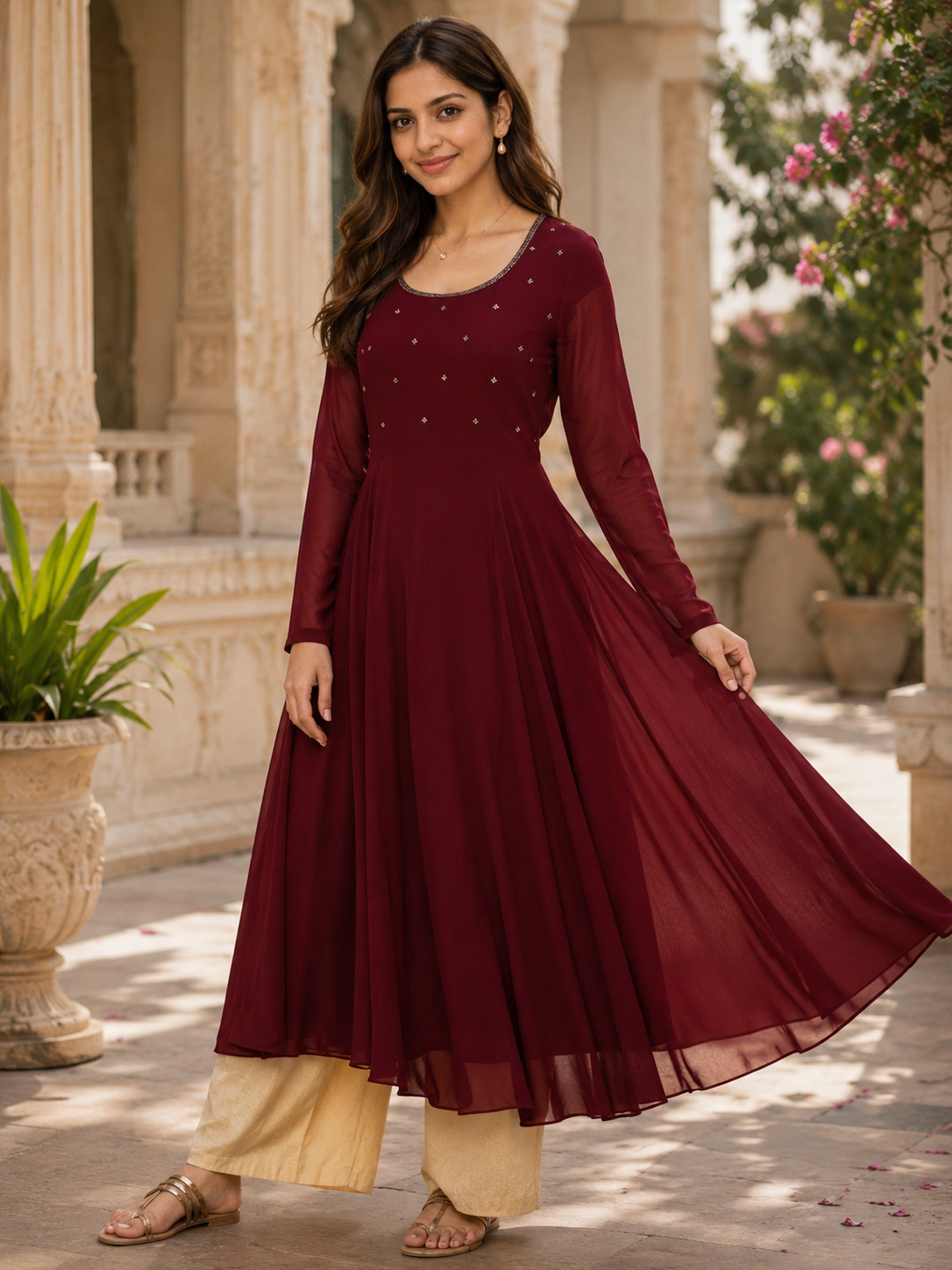 Embroidered Georgette Anarkali Kurta