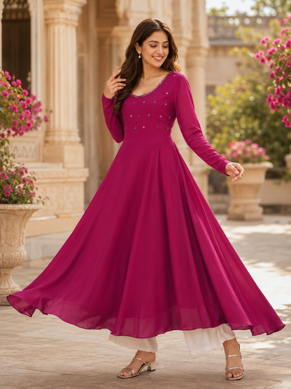 Embroidered Georgette Anarkali Kurta