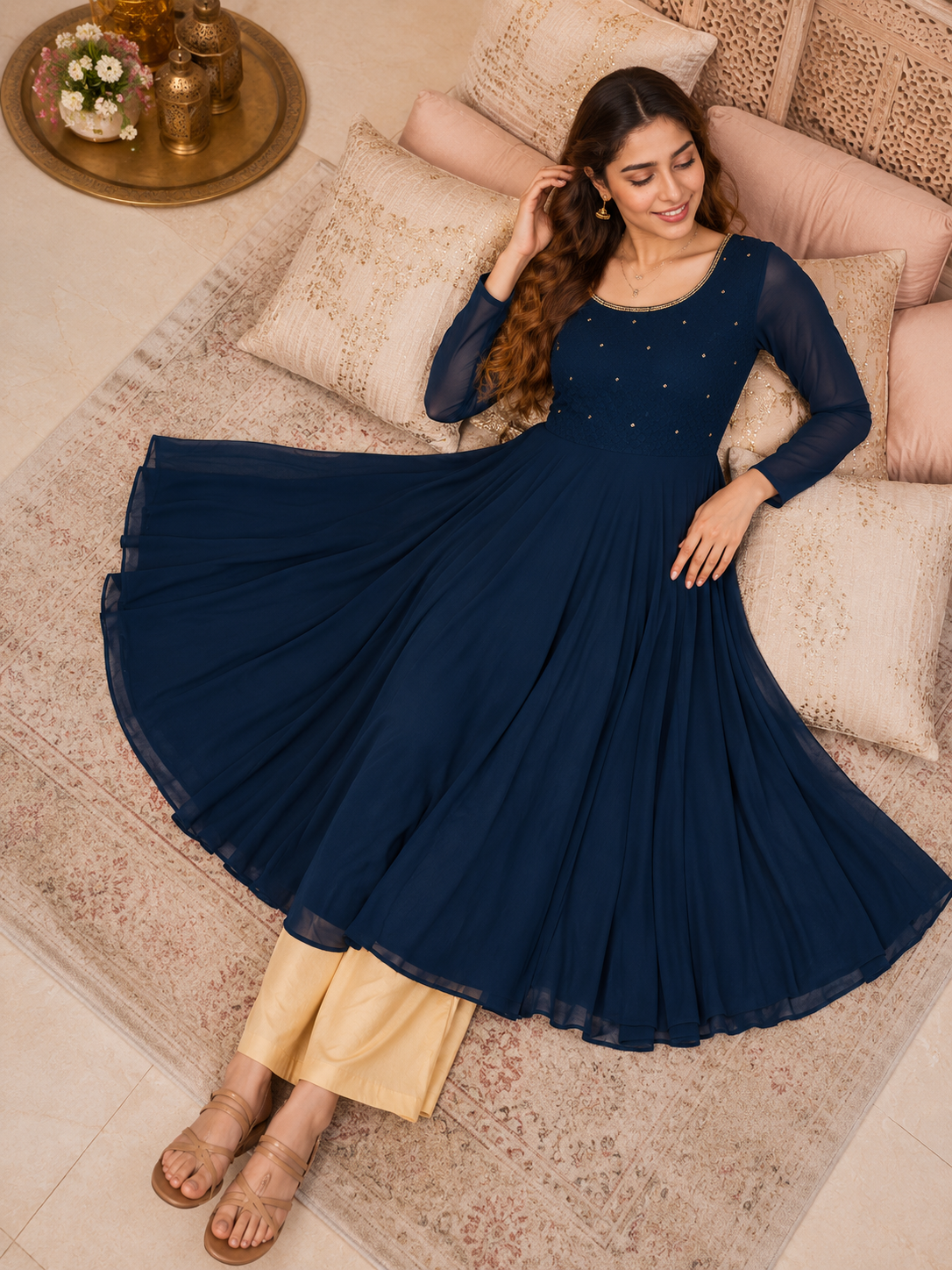 Embroidered Georgette Anarkali Kurta