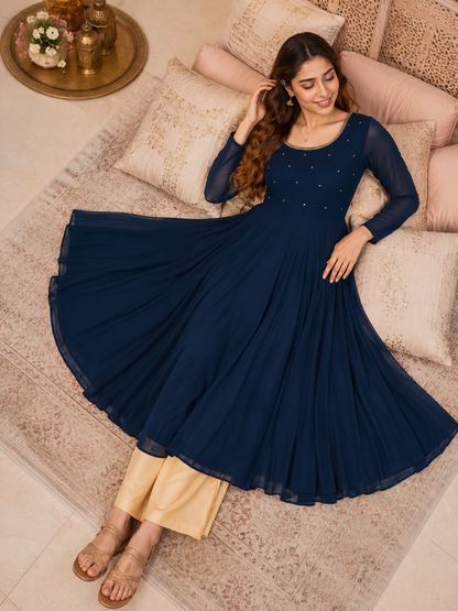 Embroidered Georgette Anarkali Kurta