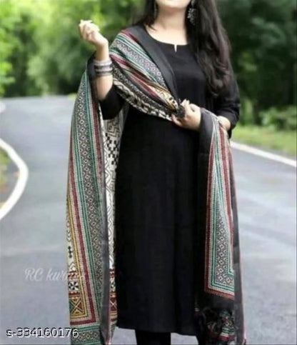 Rayon Plain Kurta Set With Dupatta women and girls. Office. Party. Regular