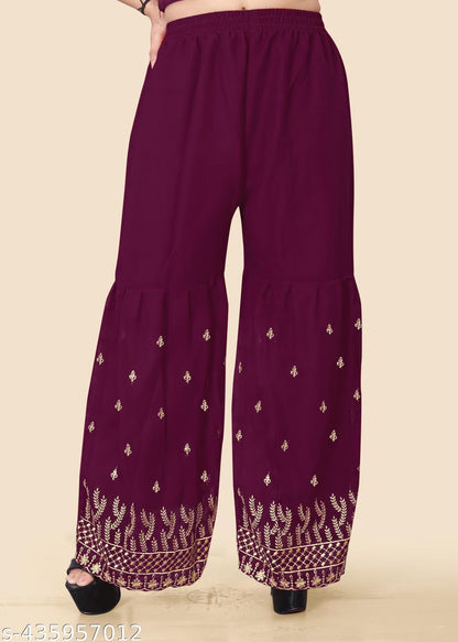 Zari & Sequin Embroidered Georgette Kurta Sharara Set with Dupatta