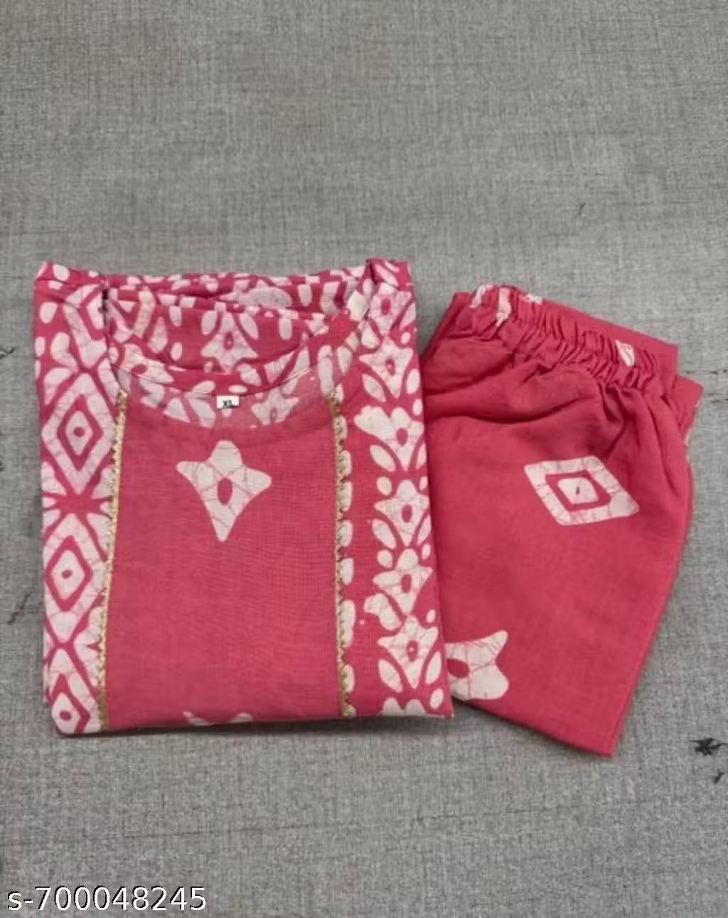 Women's Grey Cotton A-Line Kurta Pant Set with Dupatta