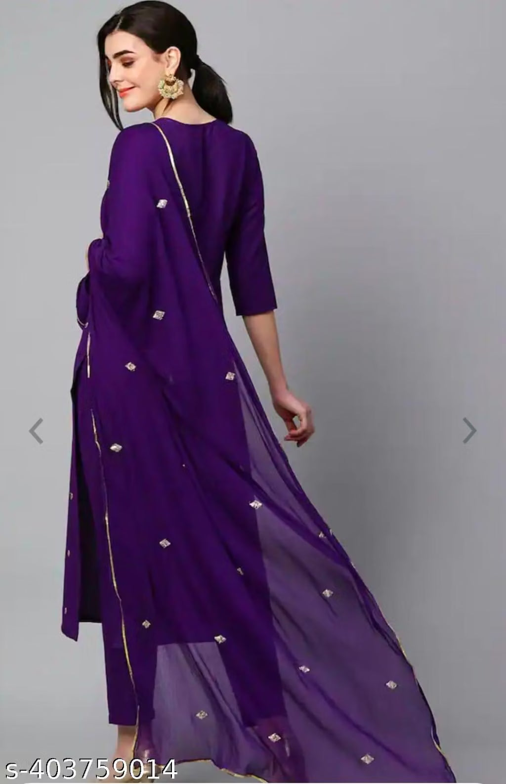 Violet Embroidered Cotton Kurta Set for Women – Trouser & Dupatta Included