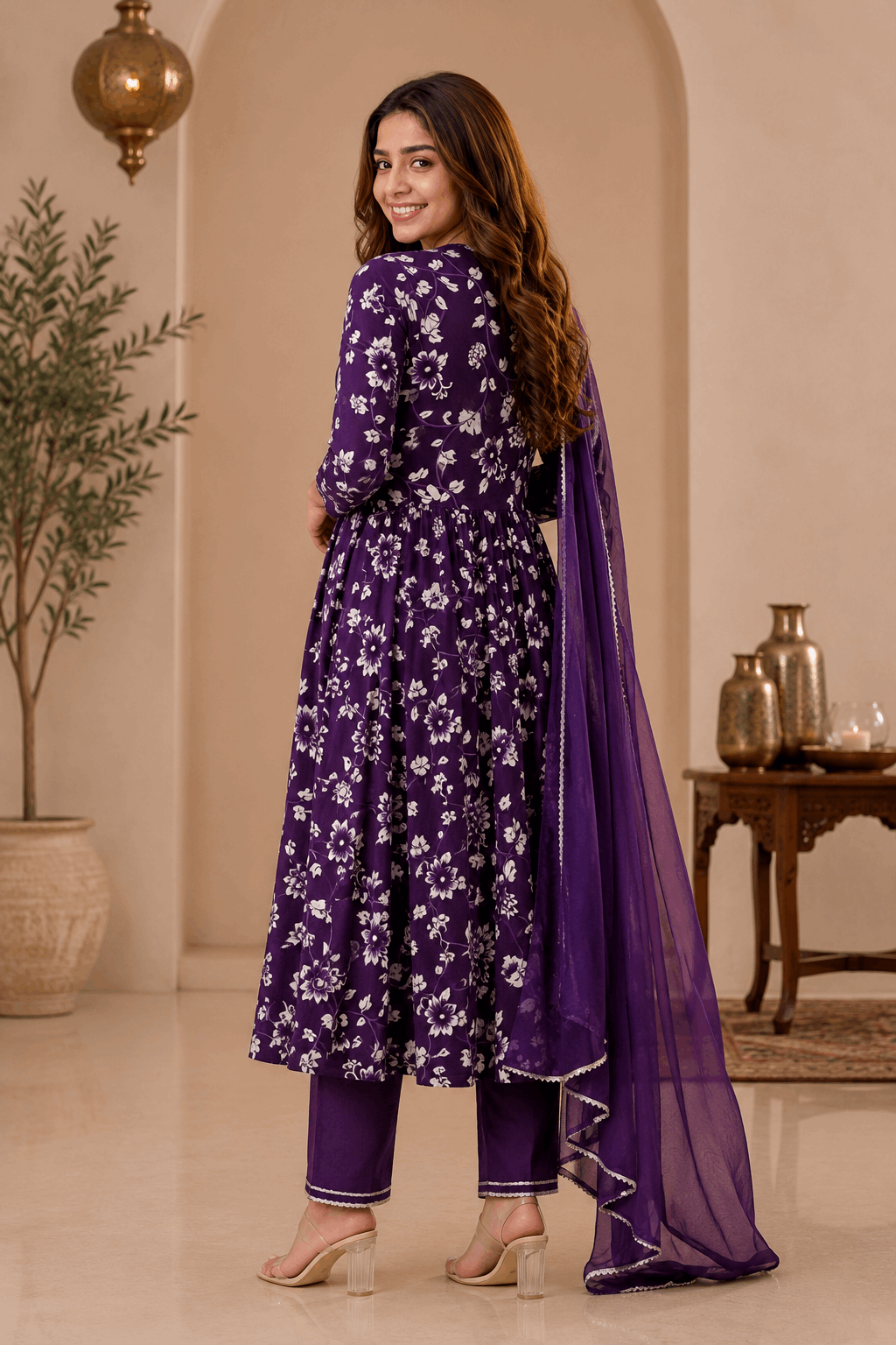 Women's Premium Purple Rayon Aliya Cut Embroidered Kurta Set with Pant & Dupatta | Elegant Festive & Party Wear