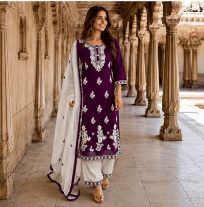 Alisha Pretty Women Embroidered Cotton Dupatta Set