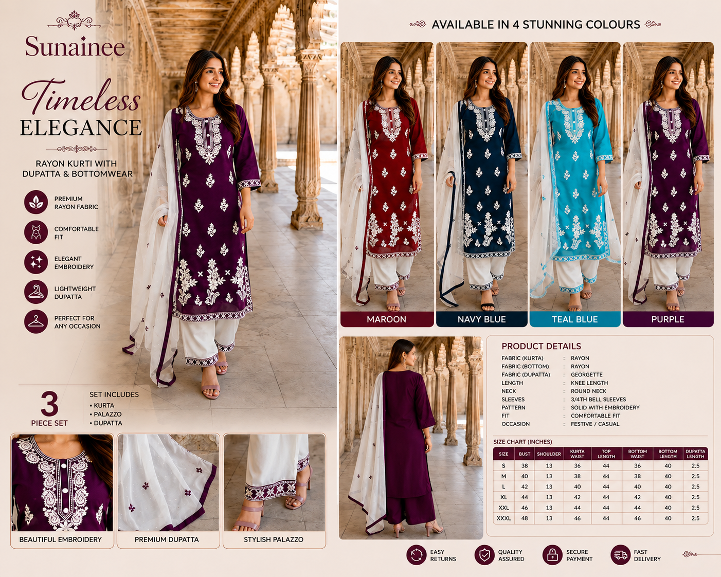 Alisha Pretty Women Embroidered Cotton Dupatta Set