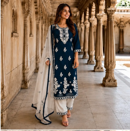 Alisha Pretty Women Embroidered Cotton Dupatta Set