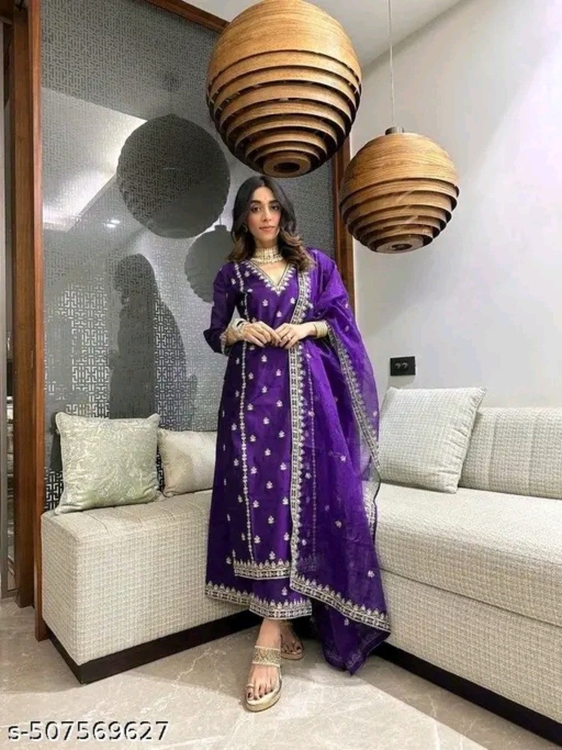 Maroon embroidered kurta set with dupatta full length