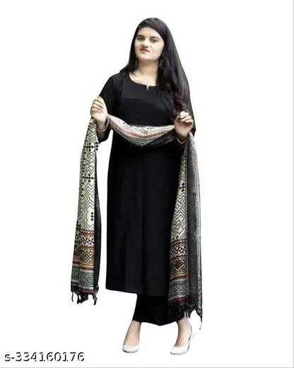 Rayon Plain Kurta Set With Dupatta women and girls. Office. Party. Regular