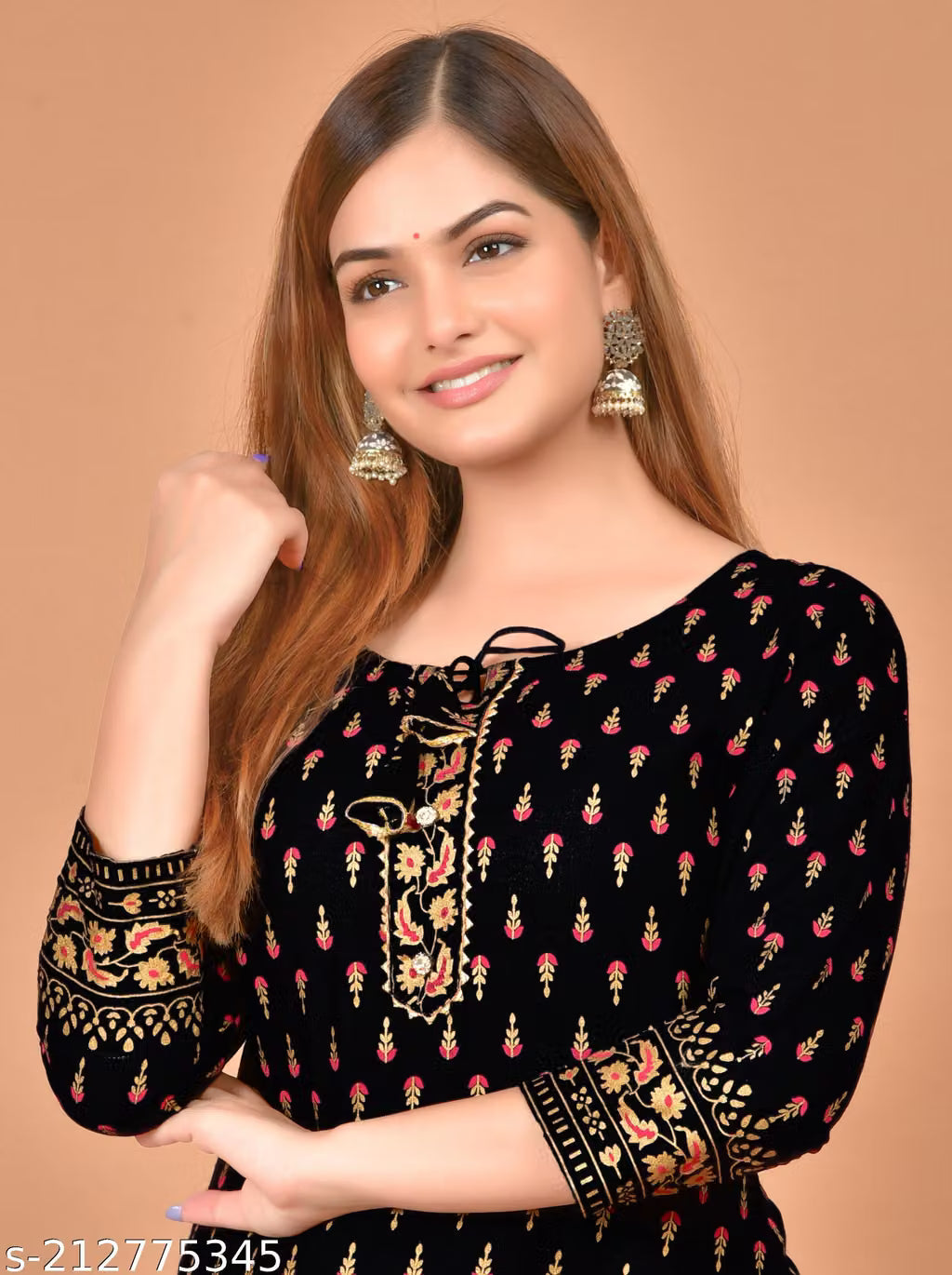 Stylish Printed Straight Kurtas in Black